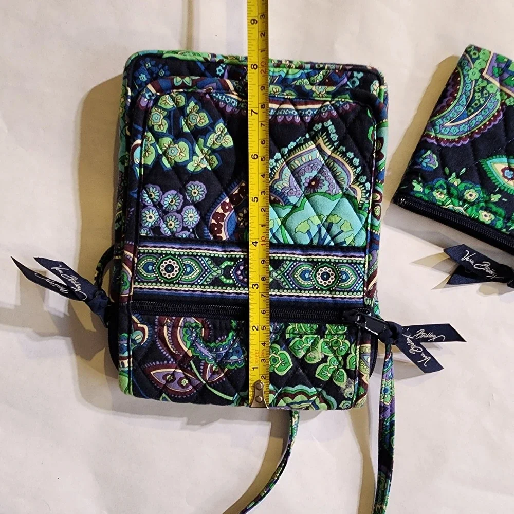 Vera Bradley Quilted Cosmetic Travel Bag & Coin Purse Set Paisley Floral‎